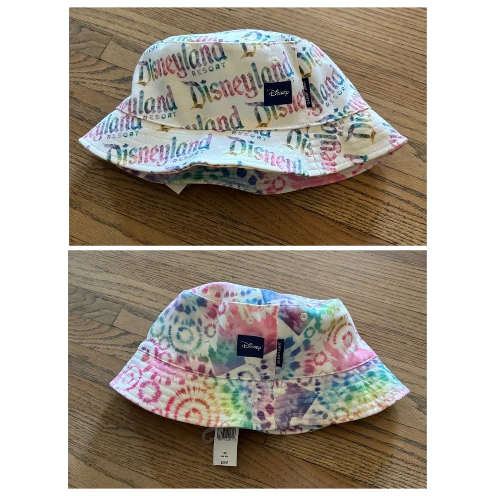 Disney Disneyland Resort Spirit Jersey Reversible Bucket Hat Tie Dye Rainbow NWT